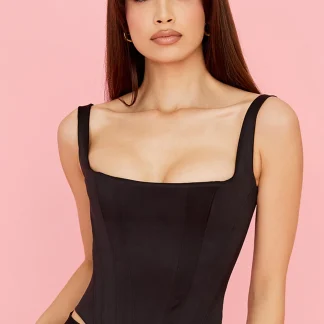 Sleeveless Solid Bustier Top